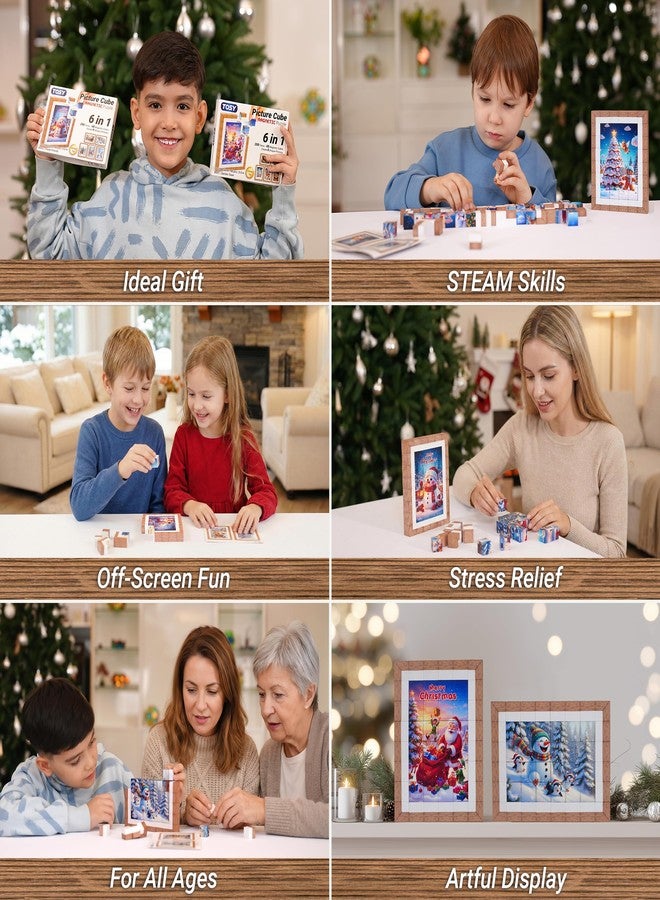 TOSY Picture Cube Frosty Friends: 6-in-1 Magnetic Picture Puzzle, 48 Blocks, 288 Faces/Magnets, B002, Seamless UV Art, Display-Ready Frame, Collectible, STEM/STEAM for Kids & Adults - Image 2